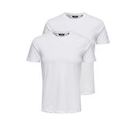 Only & Sons Onsbasic Slim O-Cuello 2 Pack Noos Camiseta, Hombre, Blanco/Pack:2white, XL