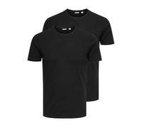Only & Sons ONSBASIC Slim O-Neck 2-Pack Noos Camiseta, Black/Pack:2black, XS para Hombre