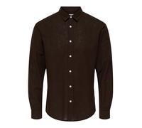 ONLY & SONS Onscaiden Life LS Solid Linen Shirt Noos Coffee Bean, Medium, marrón (Coffee Bean), M