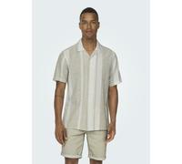 ONLY & SONS Onscaiden SS Stripe Linen Resort Camiseta Camisa de Lino, Color Caqui Vintage, M para Hombre