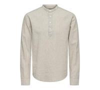 ONLY & SONS Onscaiden LS Half Placket Linen Shirt, Camisa Hombre, Chinchilla, M