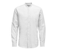 ONLY & SONS Onscaiden LS Solid Linen Mao Shirt Noos Camisa, Blanco, S Hombres