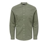 ONLY & SONS Onscaiden LS Solid Linen Mao Shirt Noos Camisa, marrón, L Hombres