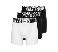 ONLY & SONS Onsfitz WB Bold Logo Trunk Noos-Pack de 3 Unidades Bóxer, Black/Detail:2 Black 1 White, XXL para Hombre