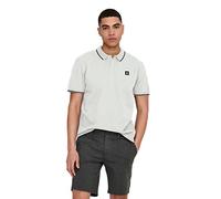 ONLY & SONS Onsfletcher Slim SS Polo Noos, Rayas de Contraste en Blanco y Negro Brillante, L para Hombre