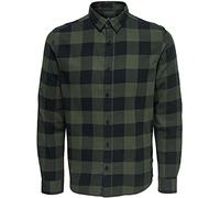 Only & Sons Onsgudmund LS Checked Shirt Noos Camisa, Verde (Forest Night Forest Night), L para Hombre