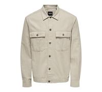 Only & Sons ONSKENNET Camisa de Ocio para Hombre, Corte Holgado, Tallas XS, S, M, L, XL, XXL, Beige, Forro Plateado., XL