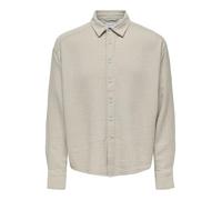 ONLY & SONS Onslatham LS Casual Linen Struc Shirt Camisa de Lino, Forro Plateado, L Hombres