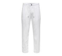 ONLY & SONS Onsleo Crop Linen Mix 0048 Pant 0048-Pantalón, Blanco, 32W / 32L Hombres