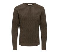 ONLY & SONS Onsloui Reg 12 Cabel Crew Knit Noos, marrón (Coffee Bean), S