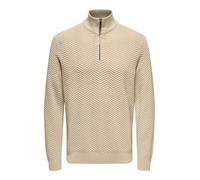 ONLY & SONS Onsmace Reg 12 Herringbon Half Zip Knit para Hombre, Forro Plateado., XL