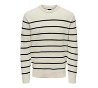 ONLY & SONS Onsphil Reg 12 Struc Crew Knit Noos Jersey de Punto, Blanco Antiguo/Rayas: Azul Marino Oscuro, XL para Hombre