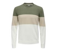 ONLY & SONS Onsrex Life Reg 12 Crew Knit Suéter pulóver, Cloud Dancer/Patrón: Cloud D. + Plata L + Deep L, M para Hombre