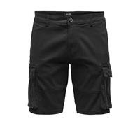 Only & Sons Pantalones Cortos de Carga para Hombres Pantalones de Verano Casuales Pantalones Informales hasta la Rodilla Pantalones de Ocio, Color:Negro, Talla:XL