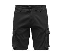 Only & Sons Pantalones Cortos de Carga para Hombres Pantalones de Verano Casuales Pantalones Informales hasta la Rodilla Pantalones de Ocio, Color:Negro, Talla:S