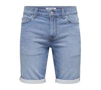 ONLY & SONS Pantalones Cortos para Hombre con Aspecto Vaquero ONSPly Bermudas con Solapa, Blue Denim 2, XS