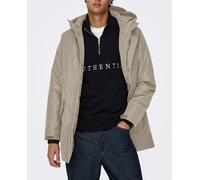 Only & Sons Parka acolchada de hombre con capucha. Marrón S