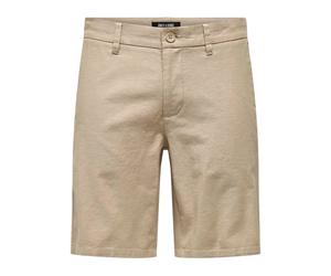 ONLY & SONS - Short Bermuda de Algodón Lino - Shorts - Hombre - Beige - S -