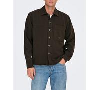 Only & Sons Sobrecamisa vaquera de color liso, regular fit y bolsillo frontal. Marrón M