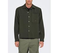 Only & Sons Sobrecamisa vaquera de color liso, regular fit y bolsillo frontal. Verde L