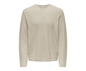 Only & Sons SÓLO&Hijos Suéter Hombre Cuello Redondo Algodón Cómodo Elegante Jersey Punto, Color:Beige-2, Talla Sudadera:M