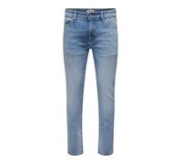 ONLY&SONS Vaqueros Ajustados Hombre Lavado Claro Cintura Baja 5 Bolsillos Cremallera, Color:Azul, Talla de pantalón:28W / 30L, Largo de la Pierna:
