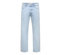 ONLY&SONS Vaqueros Hombre Corte Regular Pantalones Vaqueros Rectos Talle Medio Abotonado, Color:Azul Claro, Talla de pantalón:28W / 30L, Largo de la Pierna: