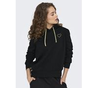 Only Sudadera con capucha con motivo de corazón. Talla S. Color Negro
