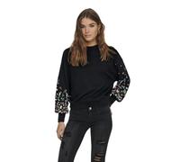 ONLY Onlbrooke L/S O-Neck Flower Swt Sudadera, Negro 9, L Mujeres