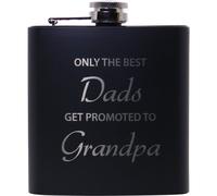 Only The Best Dads Get Promoted To Grandpa 6oz Black Flask Great Gift for Fathers Day Birthday or Christmas Gift for Dad G