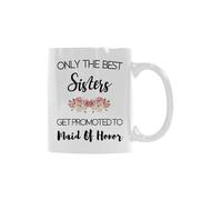 Only The Best Sisters Get PromotedTo Maid Of Honor, regalos de cumpleaños para amigos, divertida taza de café para novias, regalo divertido para tu mejor amiga, taza de café de cerámica de 325 ml