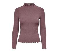 Only Top de Manga Larga de Cuello Alto para Mujer, marrón Rosa/Detalle: Mezcla, XS