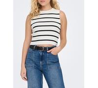 Only Top de mujer de canalé sin mangas y cuello redondo. Blanco 40 (L)
