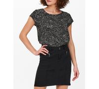 Only Top de mujer estampado de manga corta y cuello redondo. Negro 34