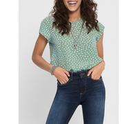 Only Top de mujer estampado de manga corta y cuello redondo. Verde Agua 34