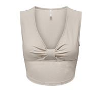Only Top cropped de mujer sin mangas con escote en pico. Blanco hielo 42 (XL)