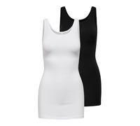 Only Onllive Love New Long Tank Top 2pk, Camiseta sin Mangas Mujer, Negro (Black Pack:Black and White), 36 (Talla del Fabricante: Small)