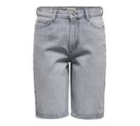 ONLY Pantalones Cortos Vaqueros Largos De Cintura Alta De Las Mujeres Ajuste Normal, Denim Light Grey, M