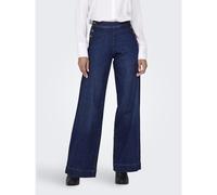 ONLY ONLMADISON Vaqueros Anchos de Pierna Ancha de Cintura Alta Pantalones Vaqueros de Corte Ancho, Dark Medium Blue Denim, 25W / 32L
