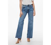 ONLY Vaqueros anchos, talle alto. Color medium blue