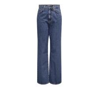 ONLY Vaqueros de Corte Recto para Mujer, Corte Recto, Cintura Alta, Medio De Mezclilla Azul, 28W x 34L