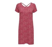 ONLY Vestido Camiseta Corto básico Verano Espalda Lazo sólido ONLBERA, Color:Rojo, Talla:XS