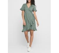 Only Vestido corto cruzado. Verde pardo 36 (36)