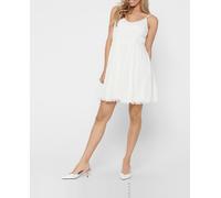 Only Vestido corto de tirantes con bordado inglés. Blanco 40