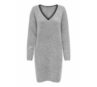 ONLY Vestido jersey de encaje con cuello en V. Color gris claro