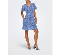 ONLY Vestido Mini Mujer Diseño Veraniego Estampado Vestido Blusa Corto Manga Ropa, Color:Azul, Talla:M