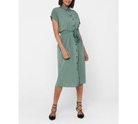 Only Vestido midi camisero. Verde pardo 36 (36)