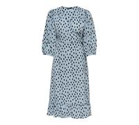 Only Vestido Midi Cruzado de Manga 3/4 para Mujer, Blue Fog/AOP: Uneven Dot, L