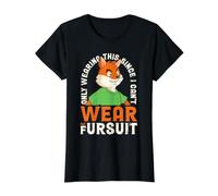 Only Wearing This Since I Can't Wear My Fursuit Camiseta gráfica económica, Mujer, Negro, XL