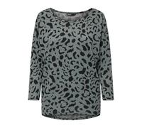 ONLY Women Print 3/4 Sleeve Shirt | Loose Round Neck Sweater | Thin Pattern Top ONLELCOS, Color:Verde-2, Talla:XL